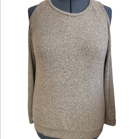 GREEN ENVELOPE LOS ANGELES Women's Size Large Top Open‎ Shoulders Grey Made USA - Picture 2 of 8